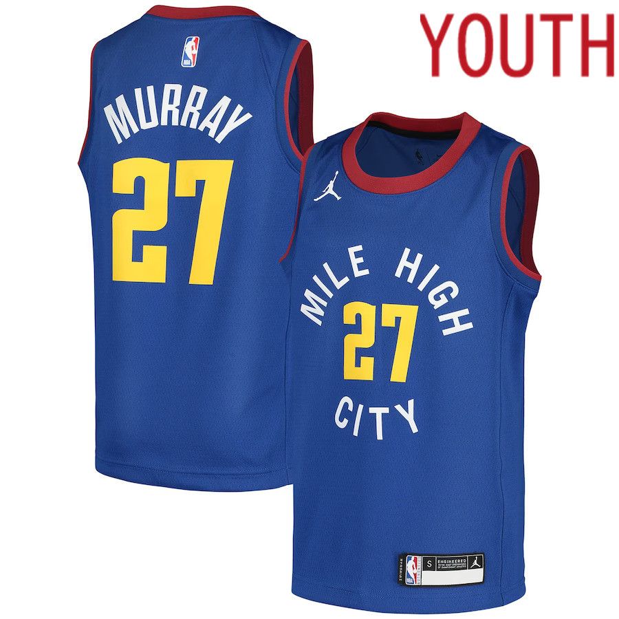 Youth Denver Nuggets 27 Jamal Murray Jordan Brand Blue Swingman Player NBA Jersey
